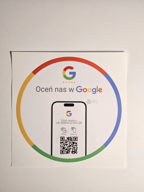Naklejka okrągła QR + NFC Oceń nas na Google - obrazek 2