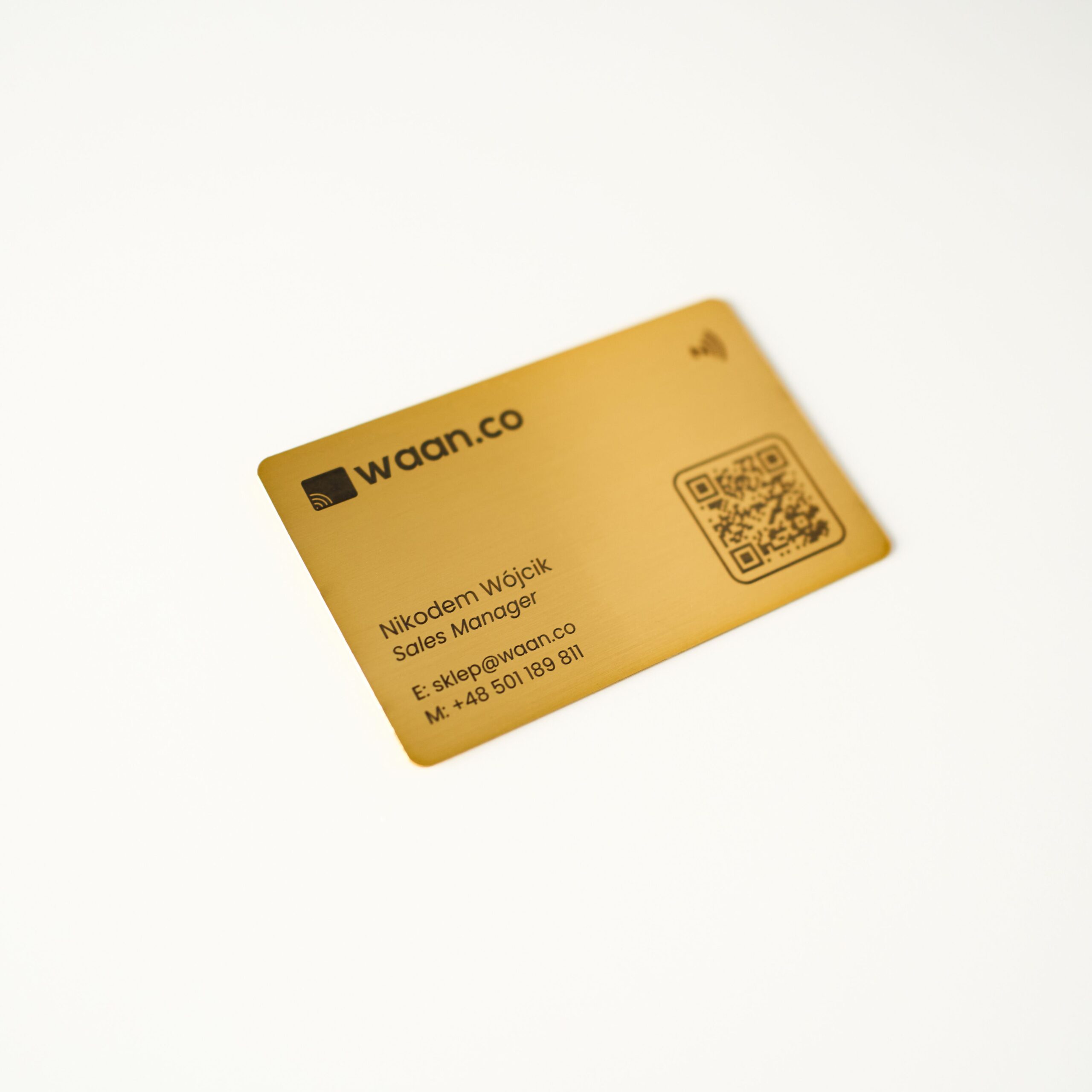 Metalowa Wizytówka NFC z Twoim Logo + Projekt | Grawerowana Laserowo Złota