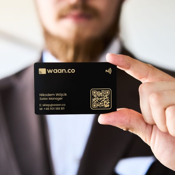 Metalowa Wizytówka NFC z Twoim Logo + Projekt | Czarno - złota - obrazek 3