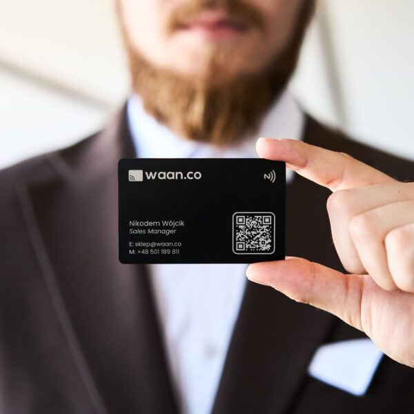 Metalowa Wizytówka NFC z Twoim Logo + Projekt | Czarno - szara - obrazek 3