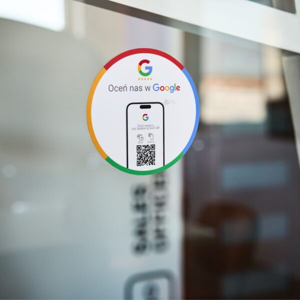 Naklejka okrągła QR + NFC Oceń nas na Google - obrazek 2