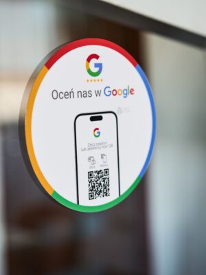 Naklejka okrągła QR + NFC Oceń nas na Google
