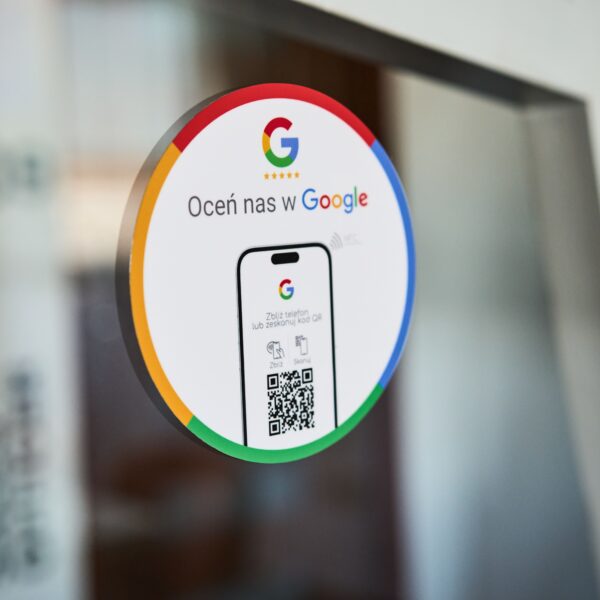 Naklejka okrągła QR + NFC Oceń nas na Google