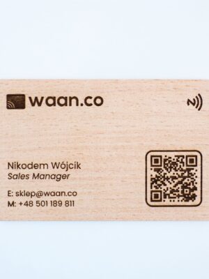 Drewniana Wizytówka NFC z Twoim Logo + Projekt | Buk