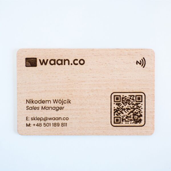 Drewniana Wizytówka NFC z Twoim Logo + Projekt | Buk